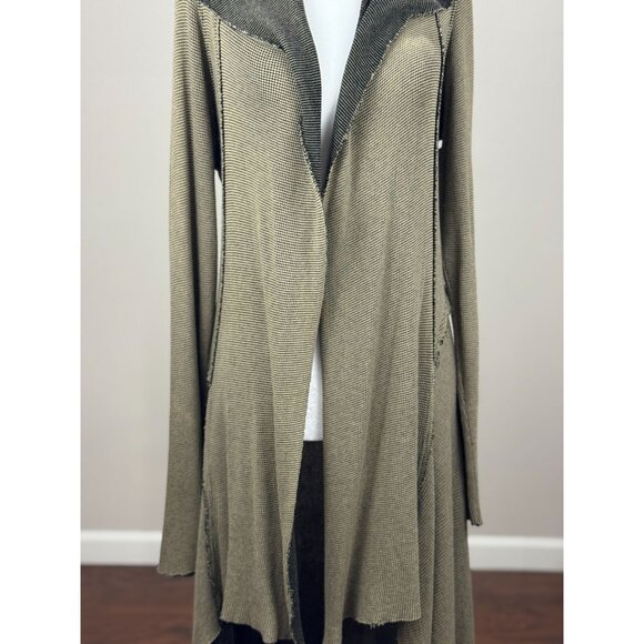 Cut Loose M Green Hooded Cardigan Jacket Drape Front Boho Longline Asymmetrical - Picture 16 of 16